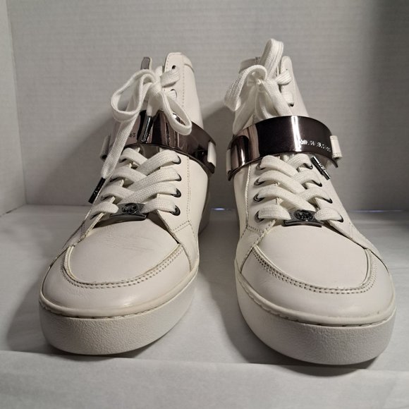 MICHAEL KORS LEATHER SNEAKERS Sz 9.5 METAL CLIP ZIP RARE COLLECTOR STUNNING - Picture 2 of 14